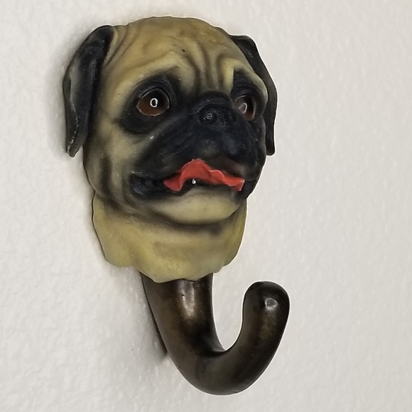 Pug Face Wall Hook 3D Realistic Dog Leash Holder Resin‎ Dog Key Decorativ… - Picture 3 of 6